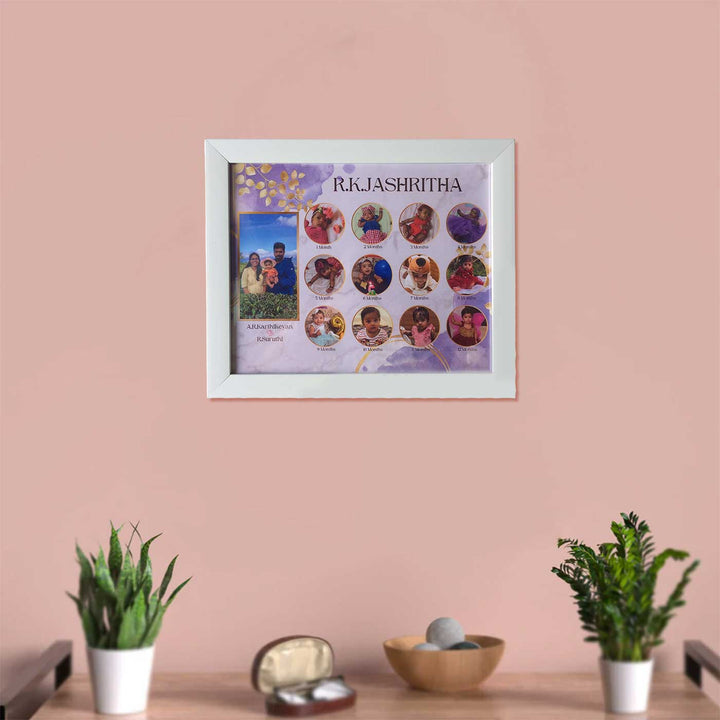 Photo Personalized Floral Theme Wooden Baby Milestone Frame