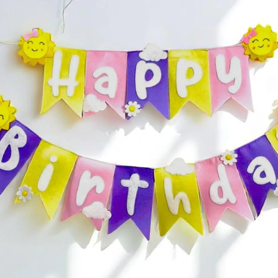 Handmade Sunshine Theme Felt Happy Birthday Bunting