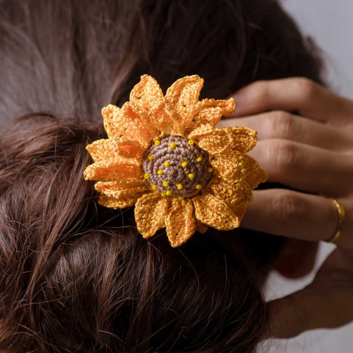 Handmade Crochet Sunflower Design Hairstick