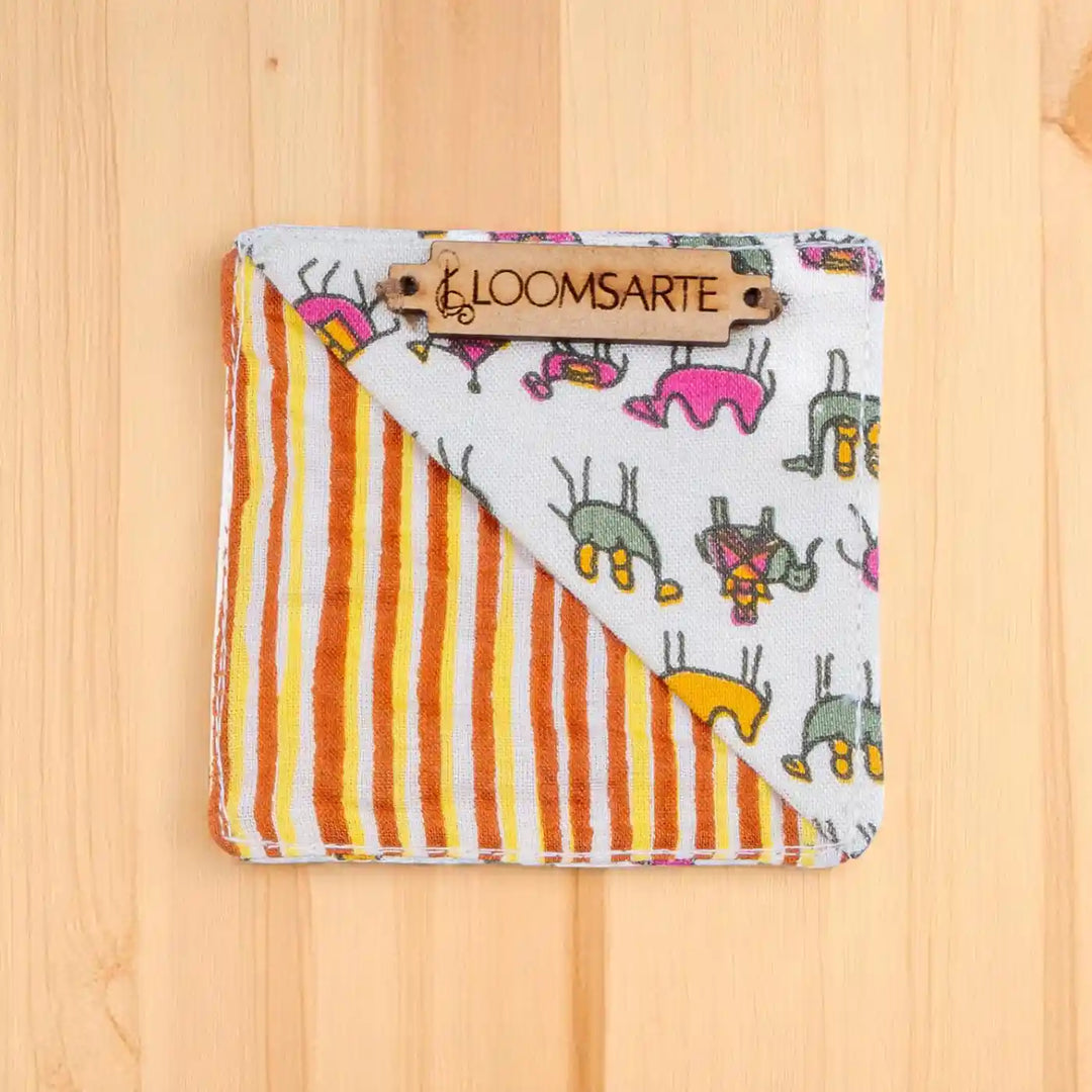 Handmade Zoo Print Cotton Ecofriendly Square Bookmark | 3 x 3 inch