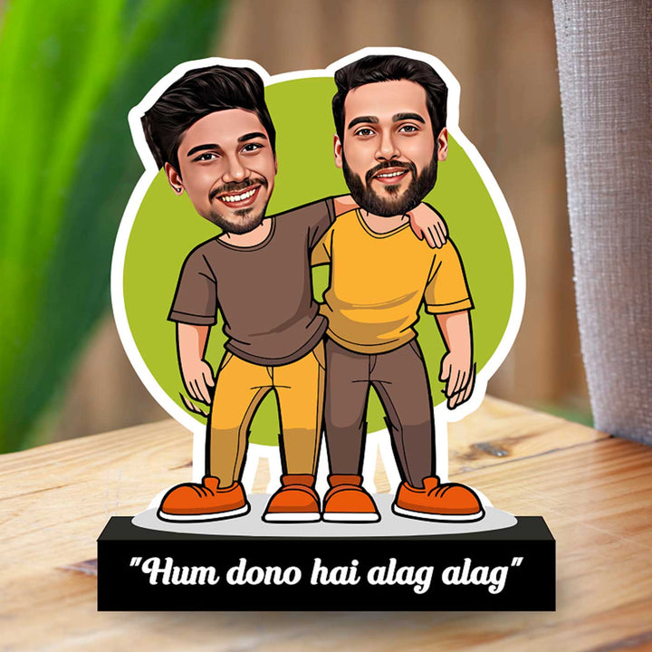 Photo Personalized Printed Hum Dono He Alag Alag Acrylic Caricature Cutout With Stand