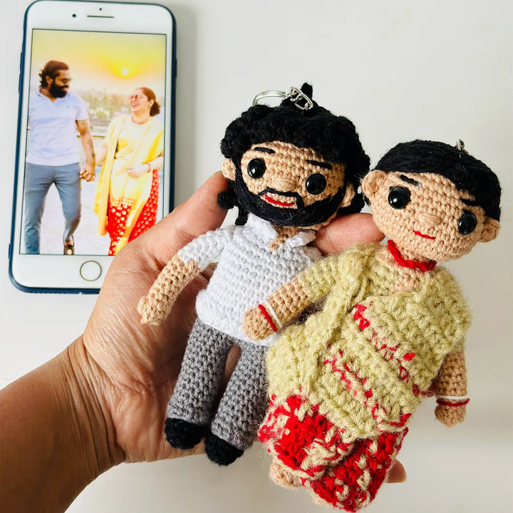 Photo Personalized Handmade Crochet Cotton Replica Doll | Set Of 2