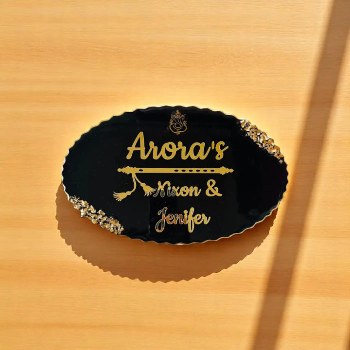 Personalized Oval Black Resin Name Plate