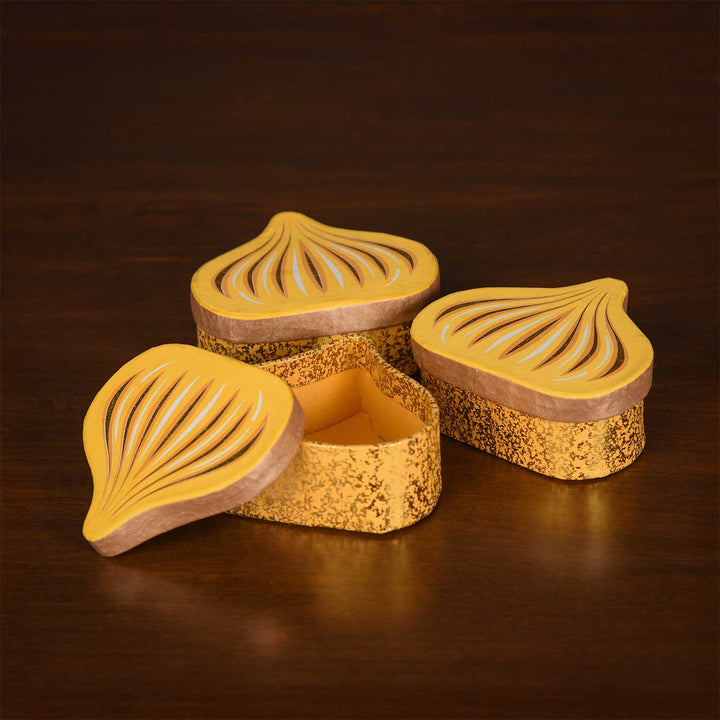 Handmade Modak Shaped Paper Gift Box | Set Of 3