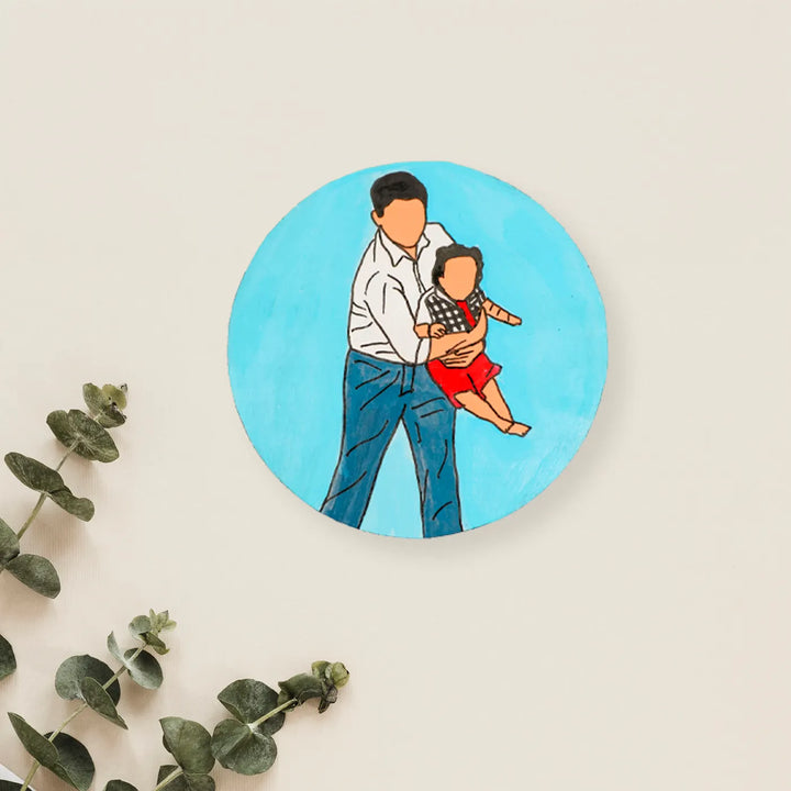 Photo Personalized Hand-Painted Happy Father Theme MDF Wood Fridge Magnet