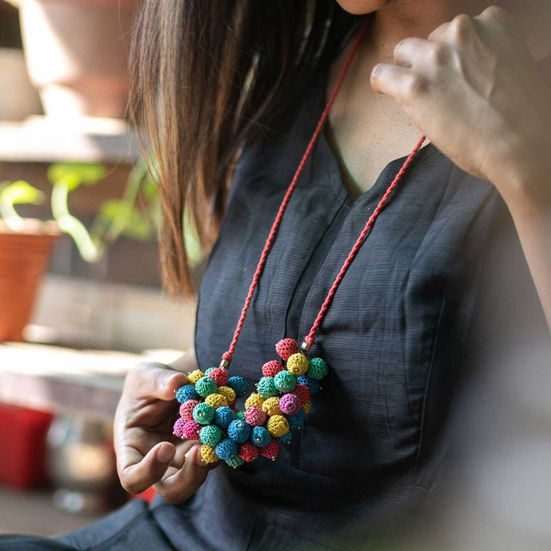 Handmade Crochet Multicolor Guldasta Necklace