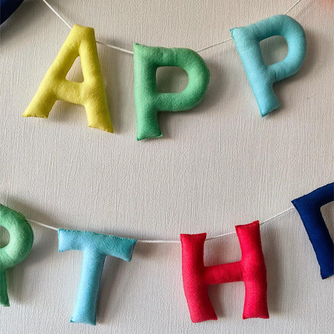 Handmade Colour Pop Design Felt Happy Birthday Banner