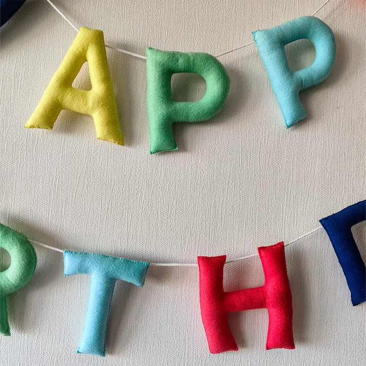 Handmade Colour Pop Design Felt Happy Birthday Banner
