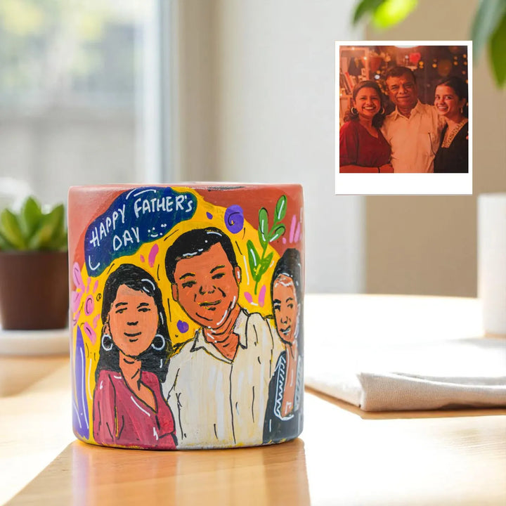 Photo Personalized Hand-Painted Spring Design Terracotta Mug