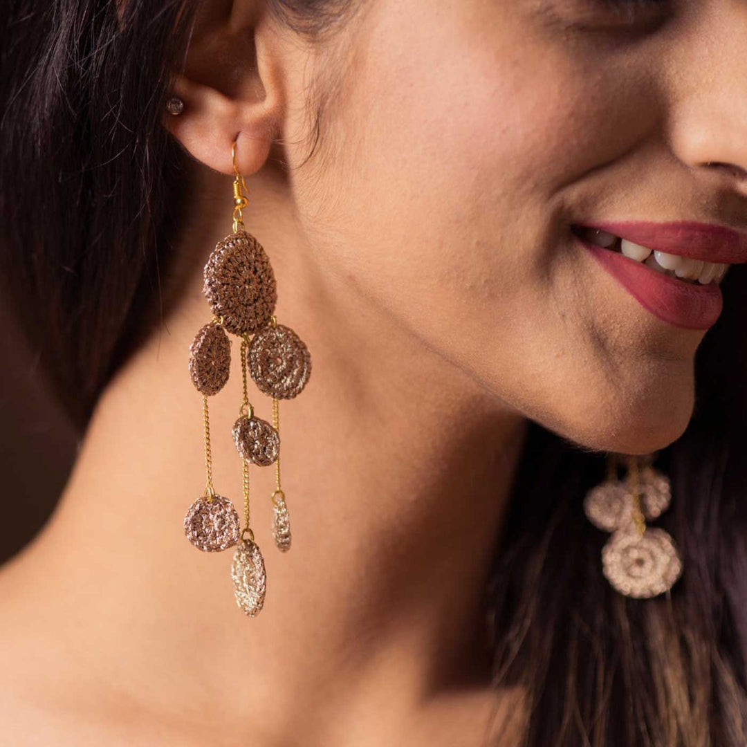 Handmade Crochet Shimmer Drop Earrings