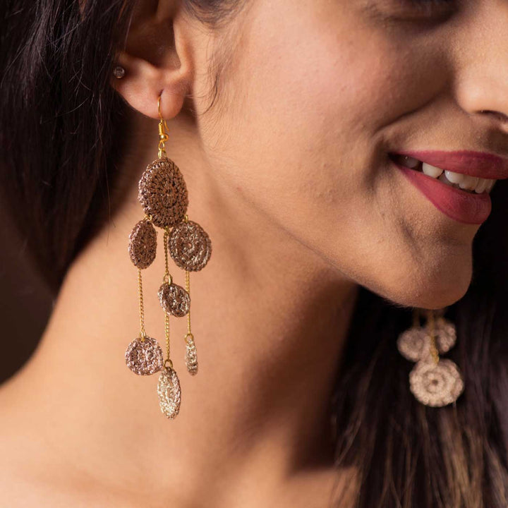 Handmade Crochet Shimmer Drop Earrings