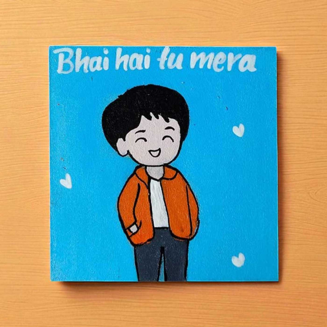 Personalized Hand-Painted Bhai Theme Mdf Wood Fridge Magnet