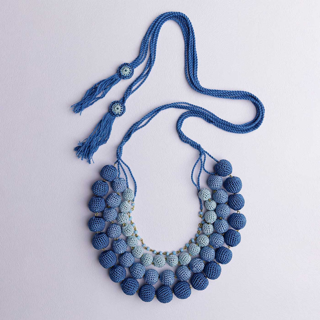 Handmade Crochet Indigo Ombre Aadya Necklace