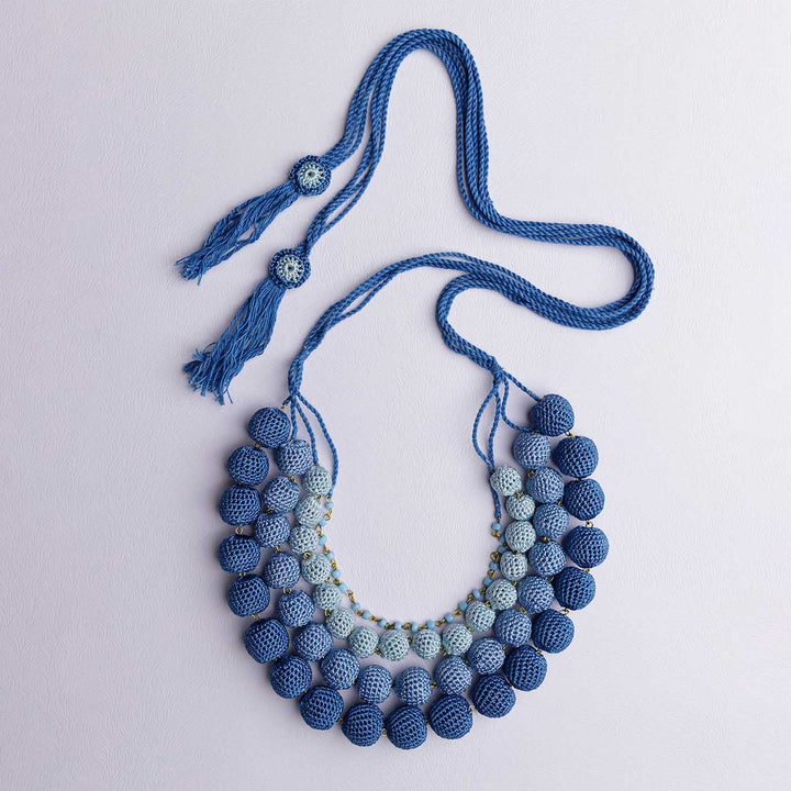 Handmade Crochet Indigo Ombre Aadya Necklace
