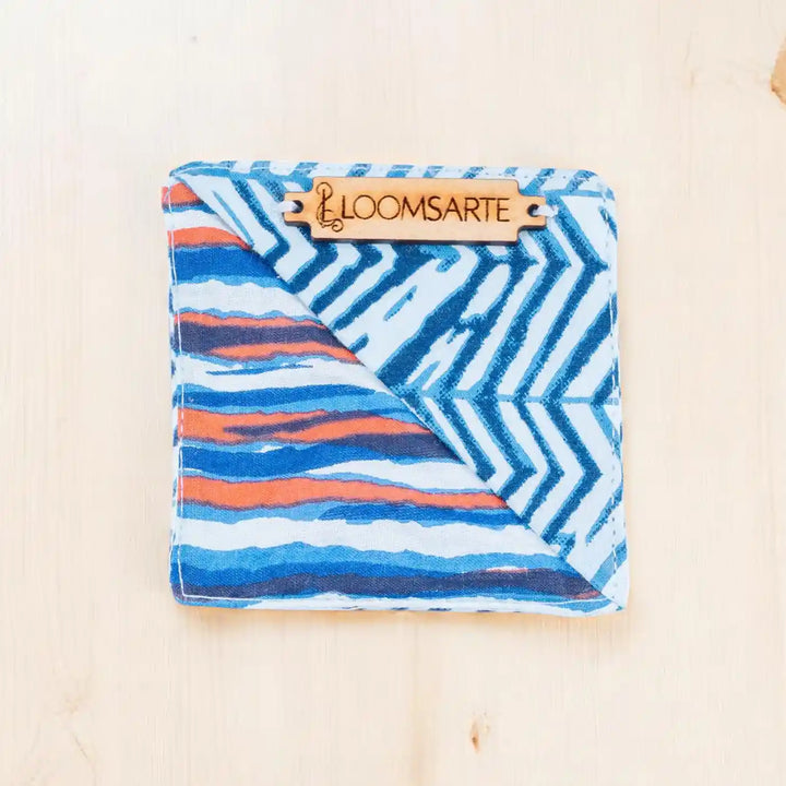 Handmade Blue Zebra Cotton Quirky & Artistic Ecofriendly Square Bookmark | 3 x 3 inch