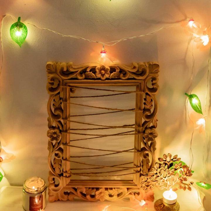 Handmade Crochet Radiant Red Floral Design Felt Fairy Light