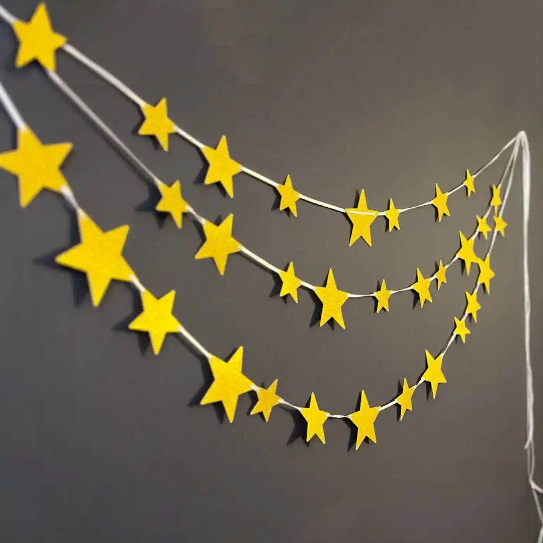 Golden Stars Theme Paper Bunting