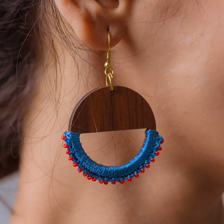 Handmade Indigo Crescent Moon Earrings