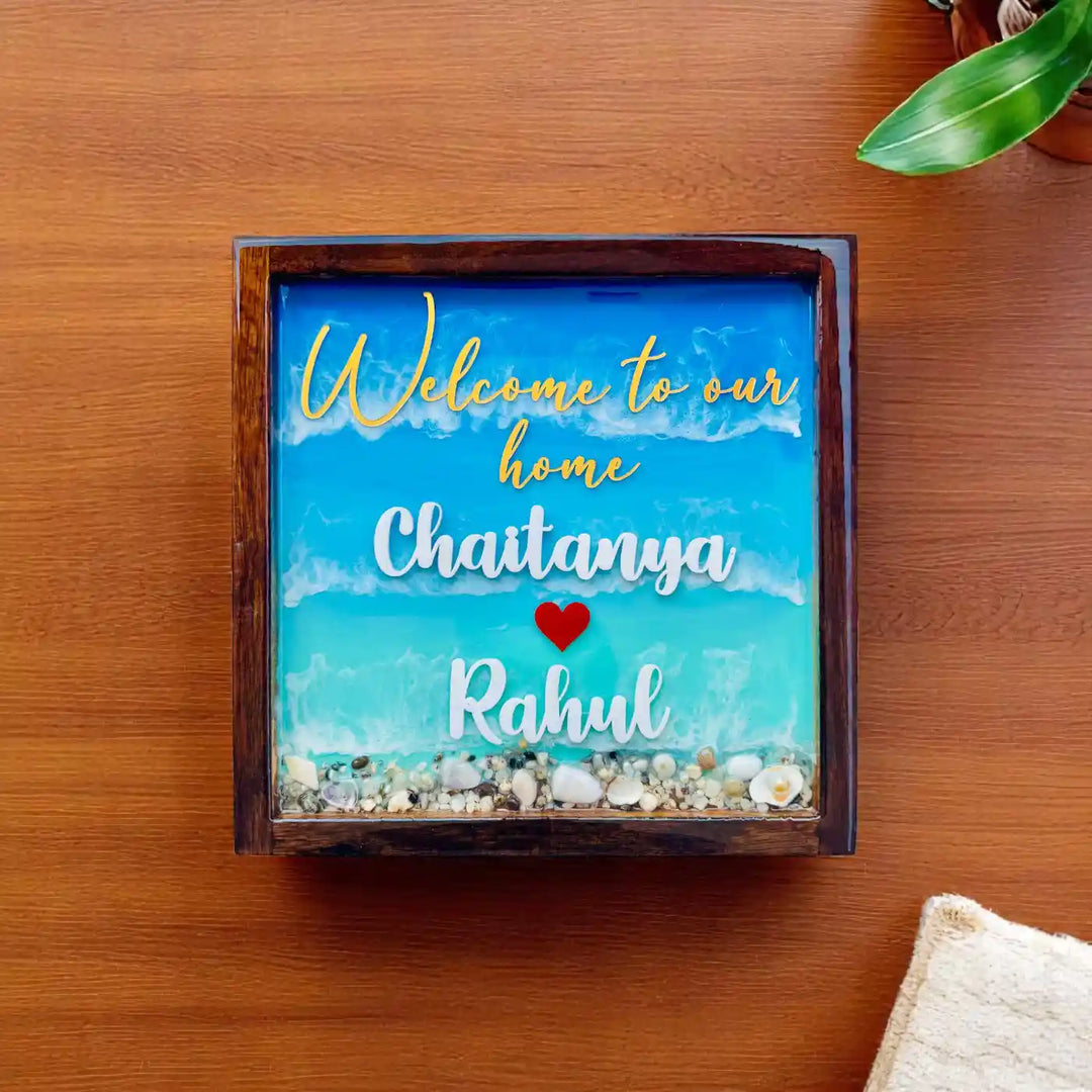 Personalized Square Ocean Theme Resin Name Plate
