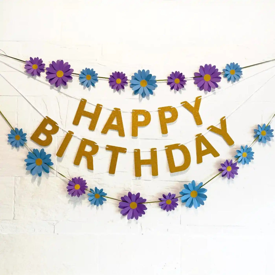 Eco-Friendly Daisy Design Happy Birthday Paper Bunting