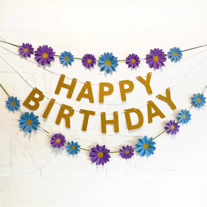 Eco-Friendly Daisy Design Happy Birthday Paper Bunting