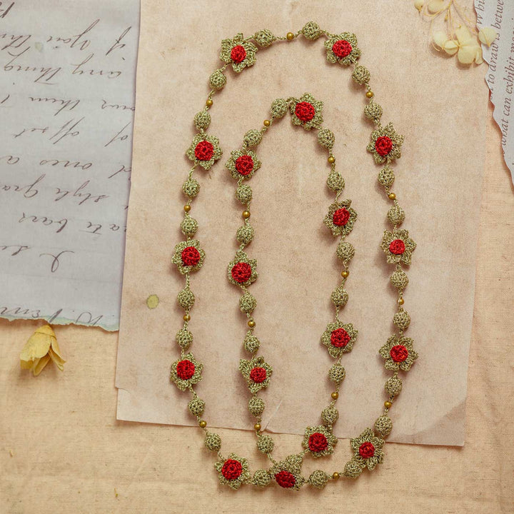Handmade Crochet Gulnaar Gold Daisies Bead Necklace