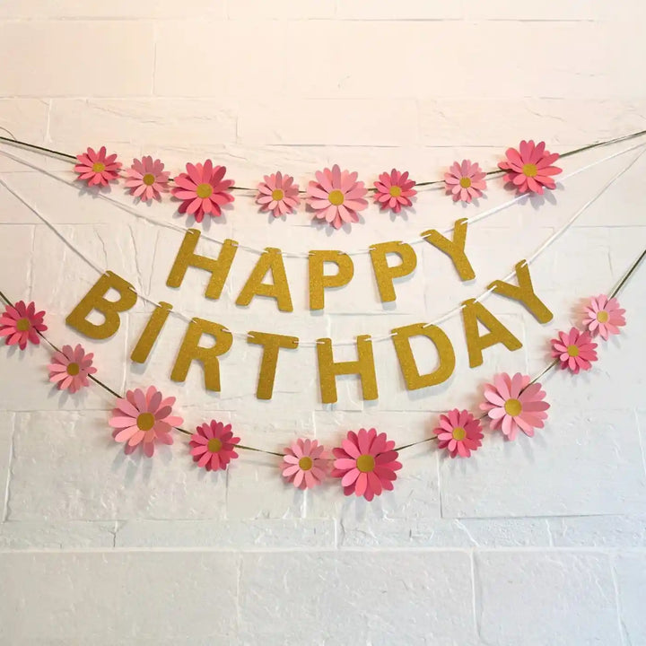 Eco-Friendly Daisy Design Happy Birthday Paper Bunting