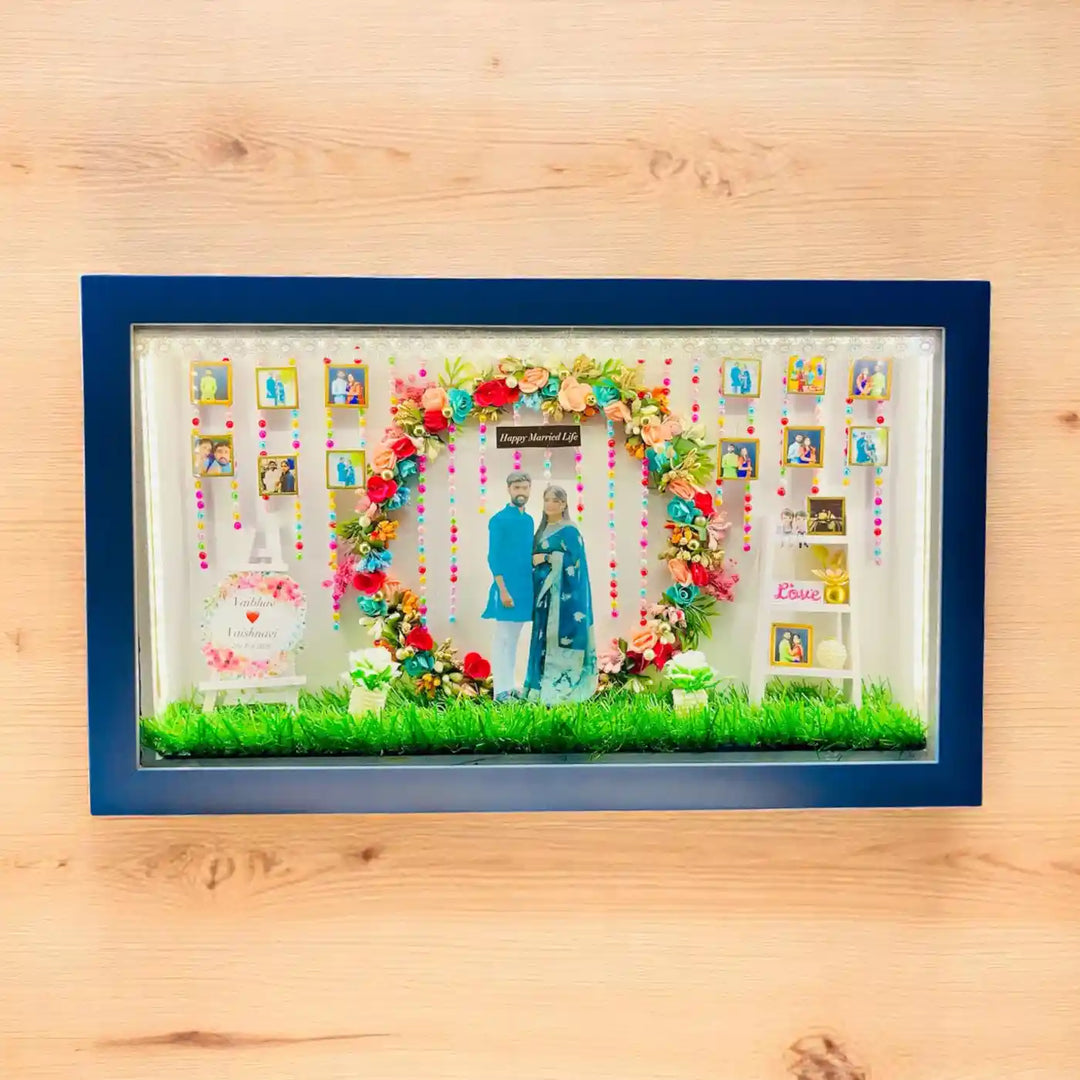 12 x 20 Inches | Photo Personalized Handmade Wedding Theme MDF Wood Decorative Plaque With Lights