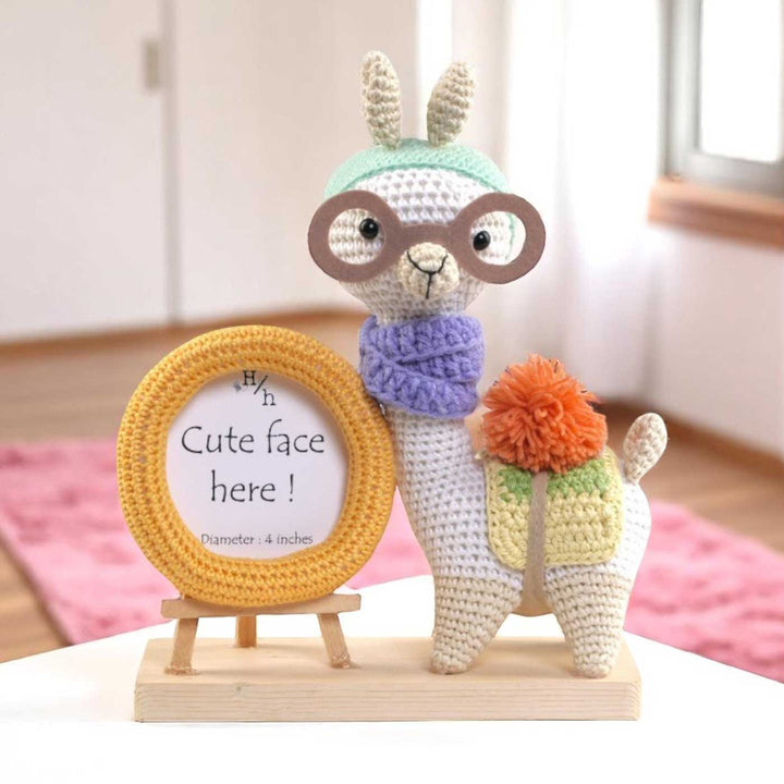 Handmade Crochet Geeky Llama Photo Frame for Kids