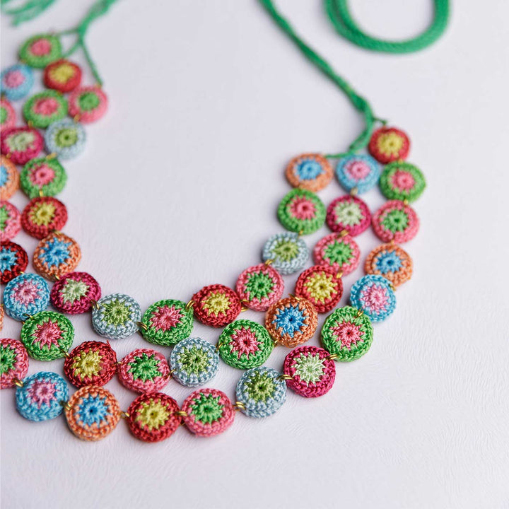 Handmade Crochet Multicolor Mela Layered Necklace