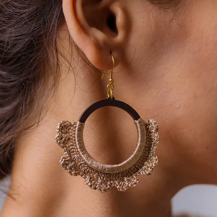 Handmade Crochet Shimmer Full Moon Earrings