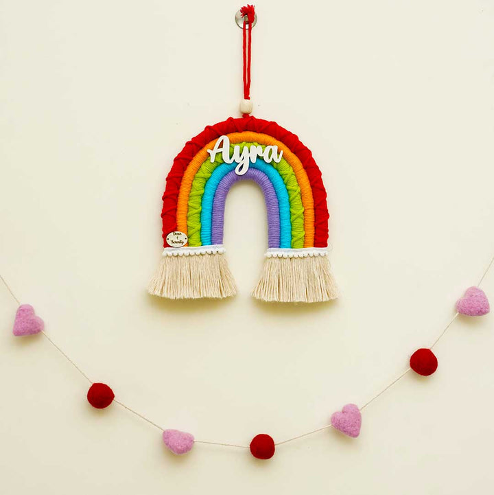 Macrame Rainbow Personalized Kids' Nameplate & Bunting Combo
