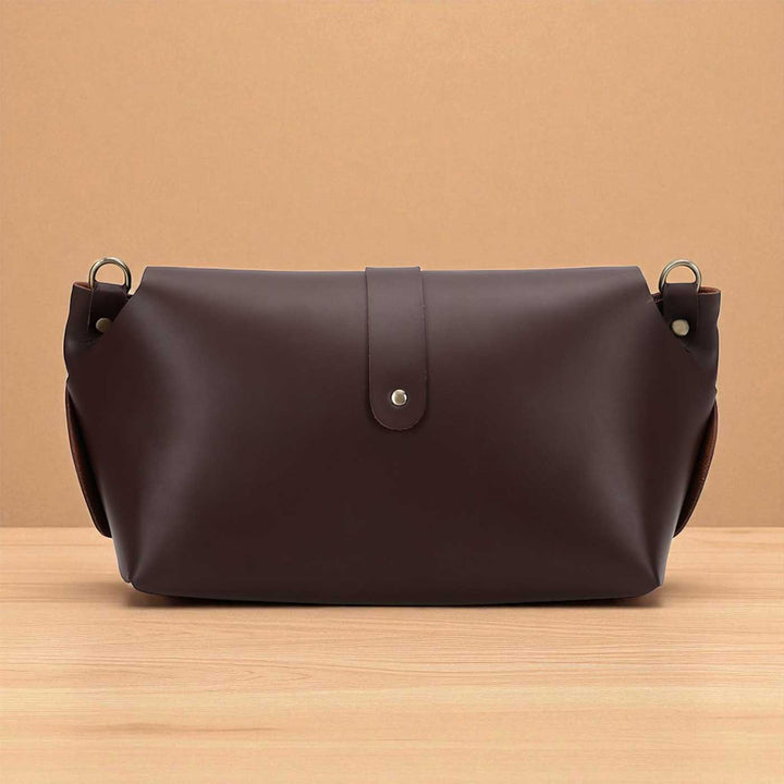 Handmade Solid Brown Color Rexine Sling Bag
