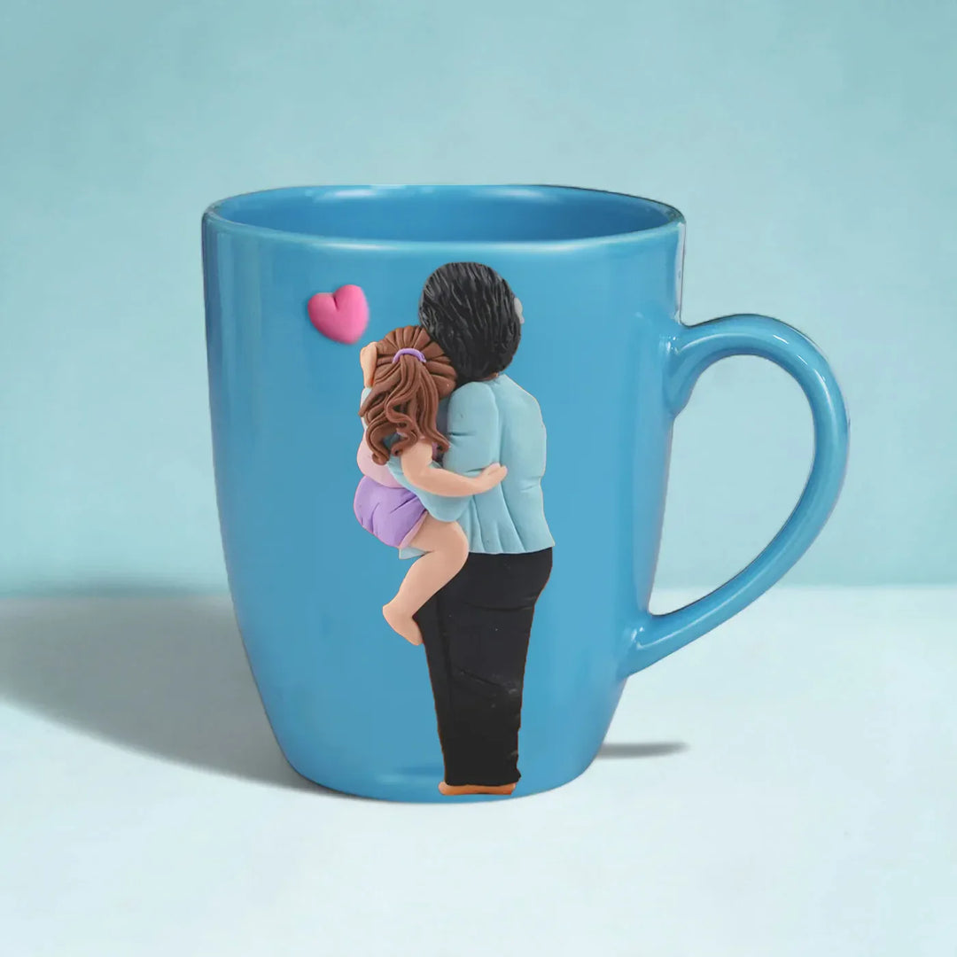 Customized Handmade Polymer Clay Parent And Child Mug