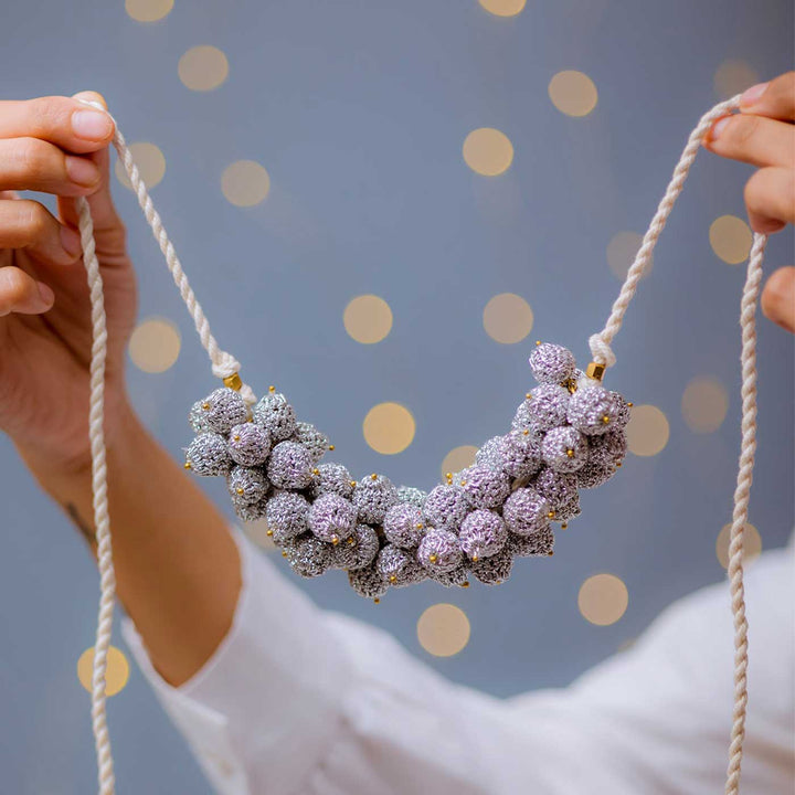 Handmade Crochet Silver Devi Necklace