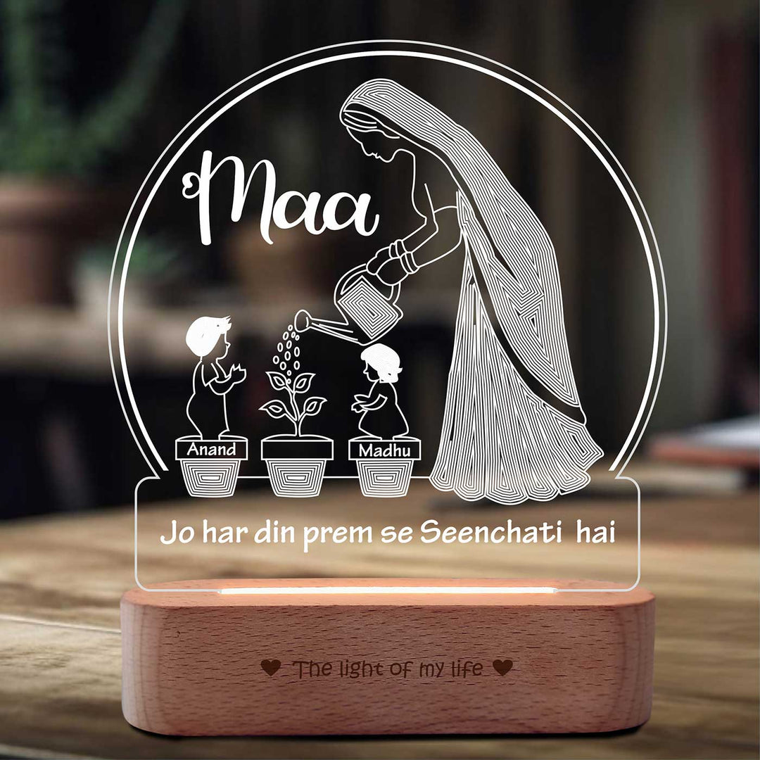 Personalized Mom The One Who Makes Life Bloom Theme Acrylic Lamp For Mothers