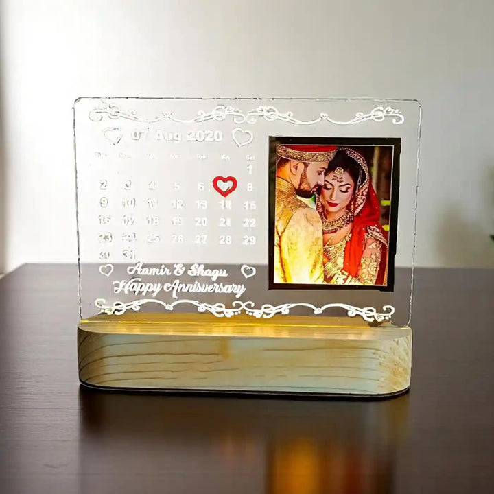 Photo Personalized Printed Calendar Design Acrylic Table Lamp