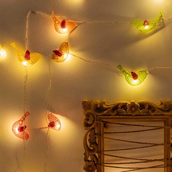 Handmade Crochet Vivid Birds Design Felt Fairy Light
