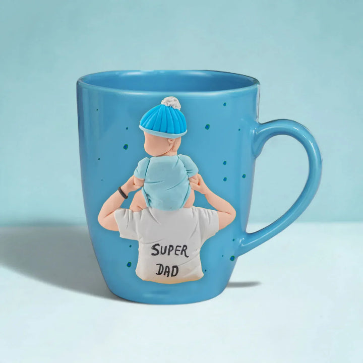 Customized Handmade Polymer Clay Dad And Kid Theme Mug