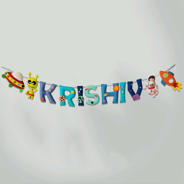 Personalized Handmade Space Theme Felt Bunting - Name Personalization Example Hanging