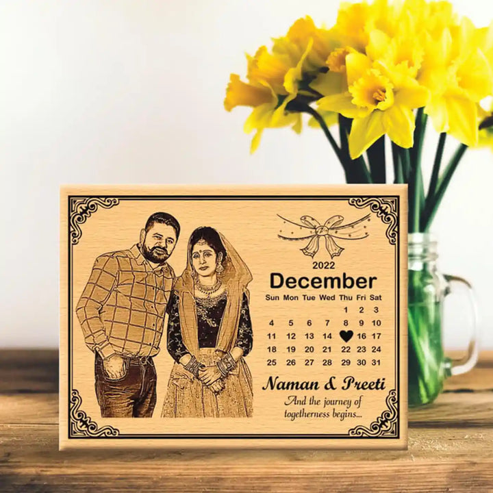 Photo Personalized Handmade Anniversary Calendar Wooden Decorative Plaque