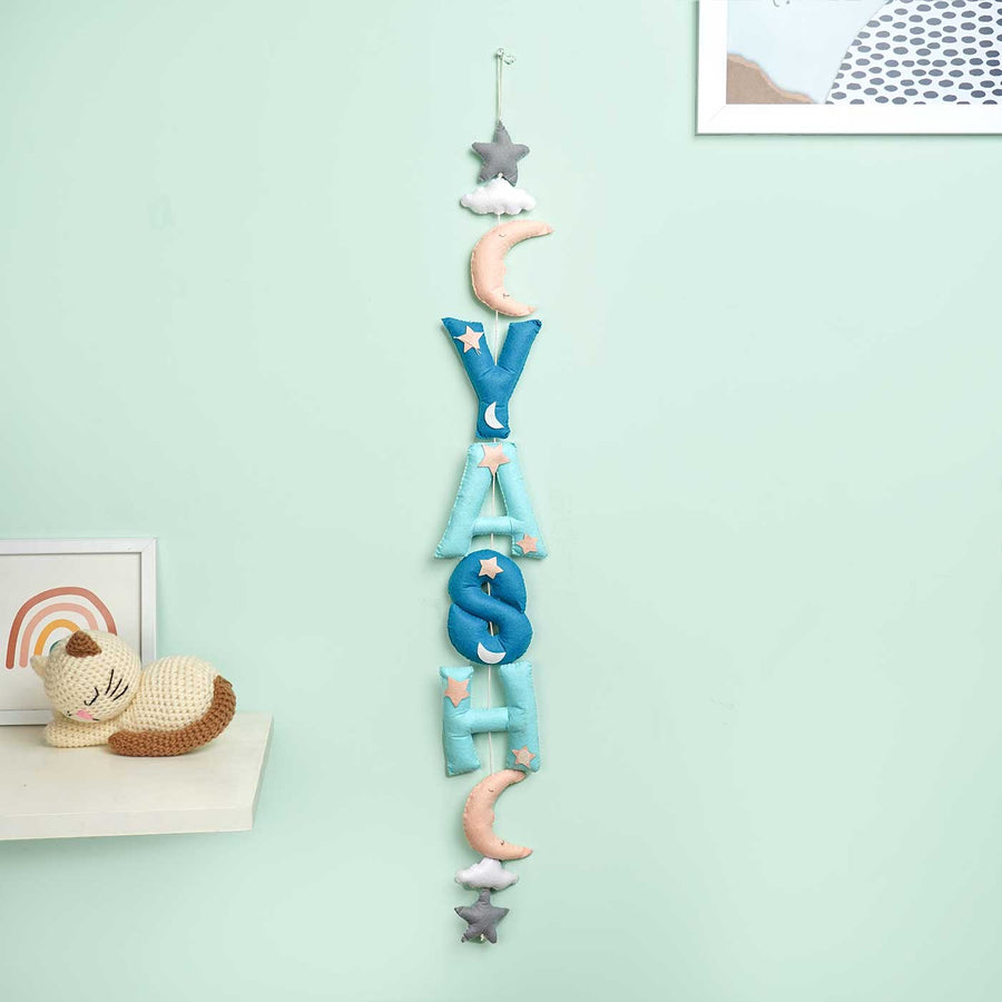 Handcrafted Personalized Sky Themed Bunting For Kids 1 - Hanging Vertical Letter Garland Display