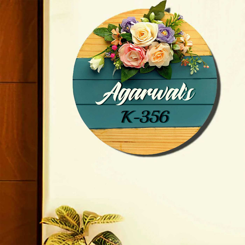 Personalized Handmade Floral Wooden Name Plate With 3D Letters 1 - Mounted on Wall with Personalization