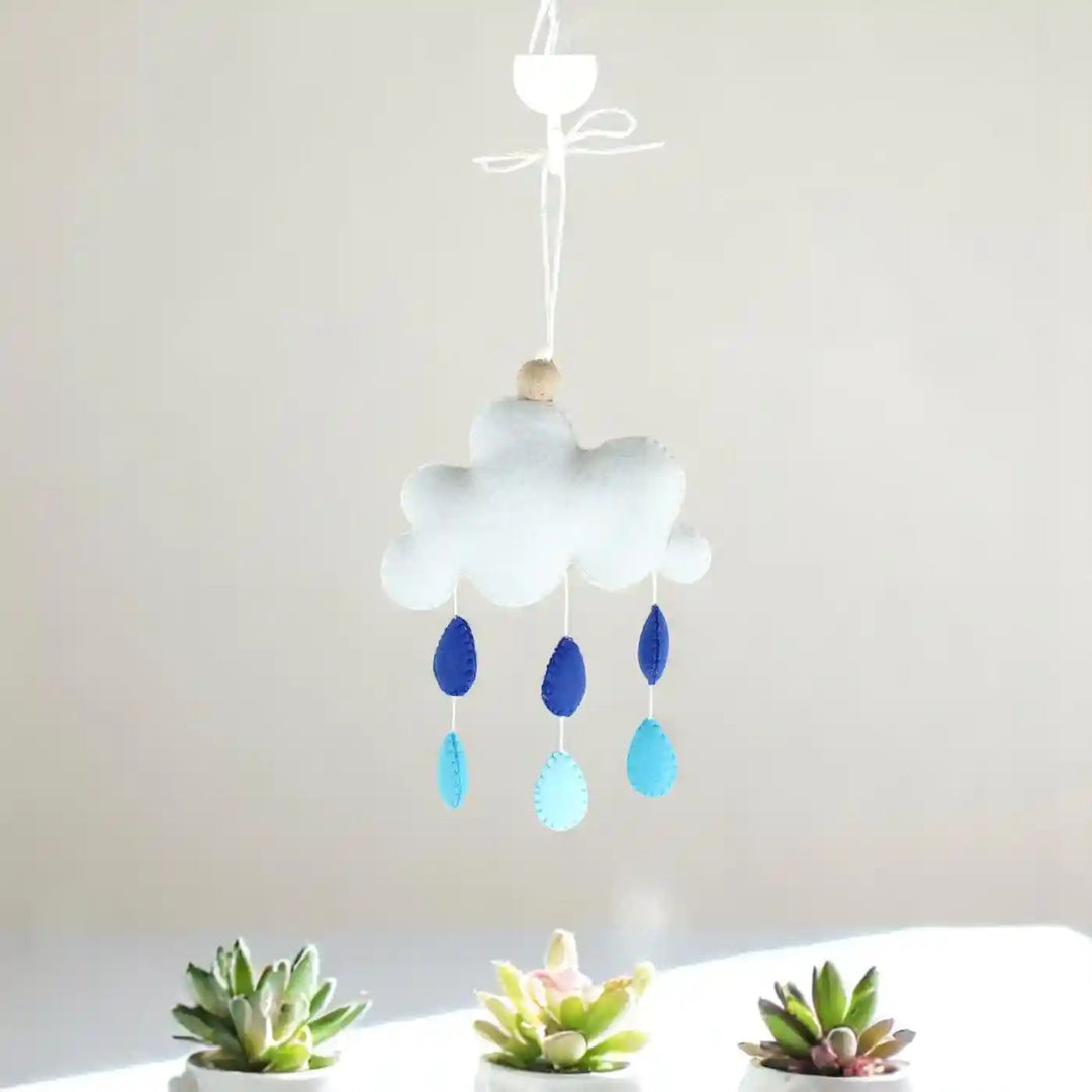 Handmade Rain Cloud Felt Hanging For Kids