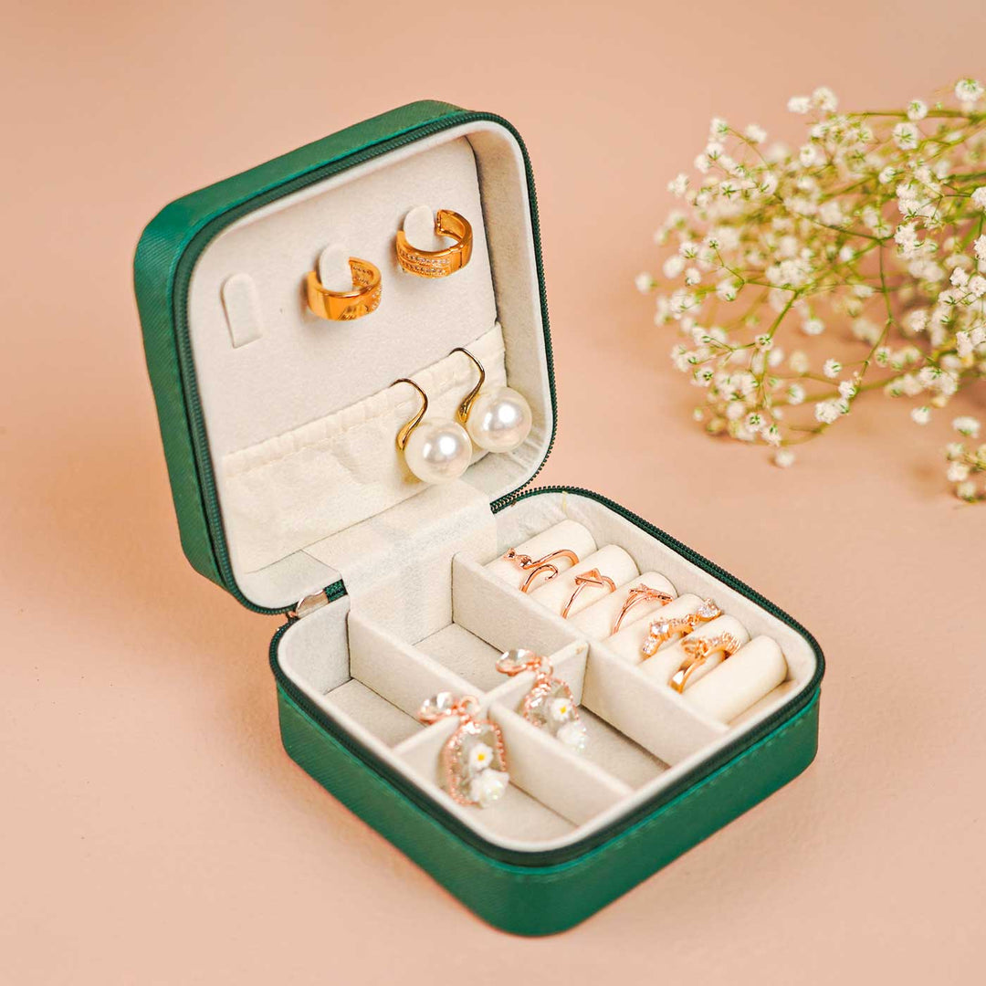 Personalized Handmade Floral Theme Leather Jewellery Box