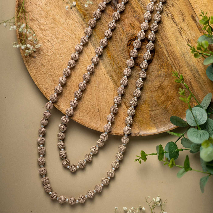 Handmade Crochet Rose Shimmer Vrishti Necklace