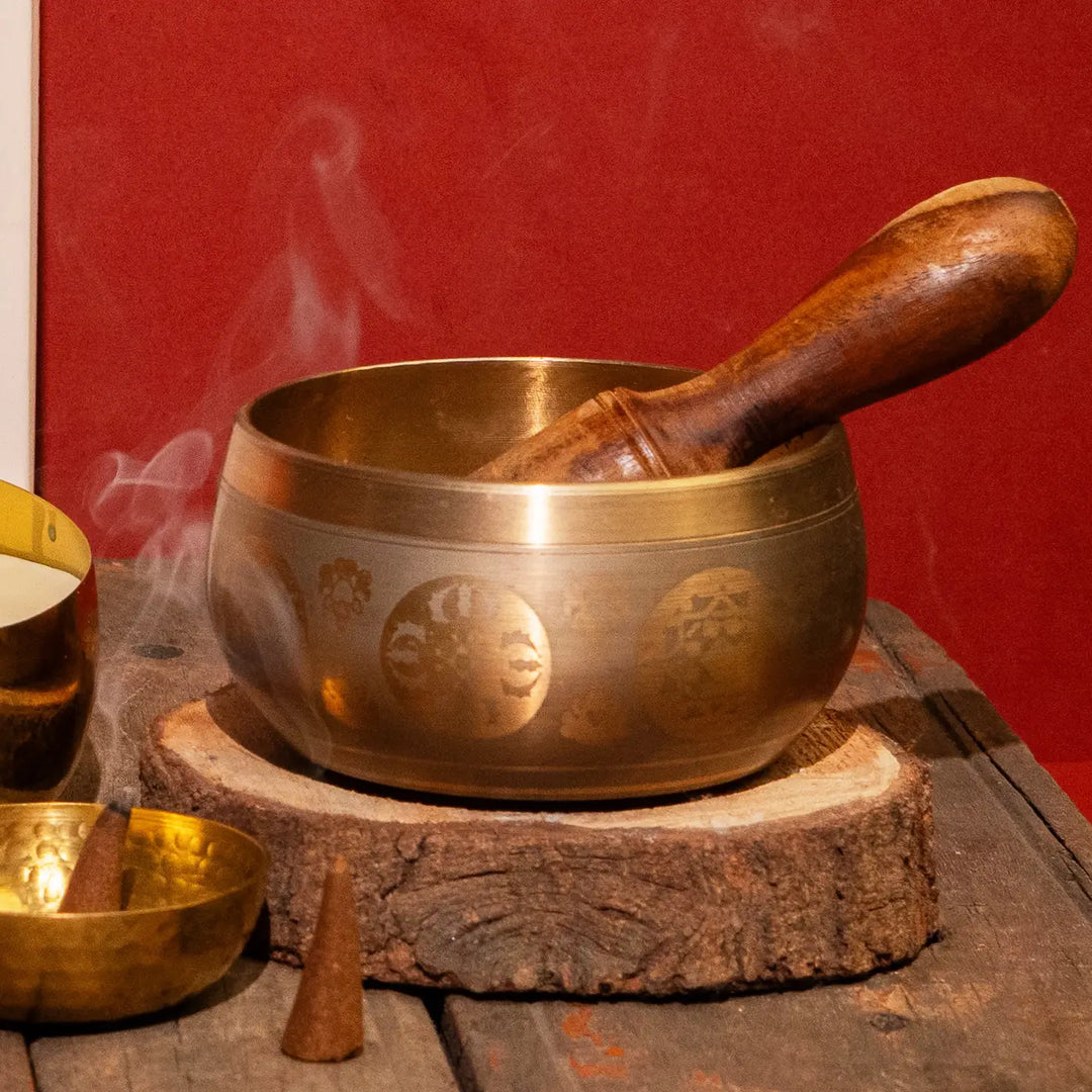 Five Senses in a Box Diwali Gift Hamper | Includes 1 Dry Fruits Jar, 1 Singing Bowl, 1 Jaap Mala, 1 Bouquet, 1 Dhoop Cones Pack