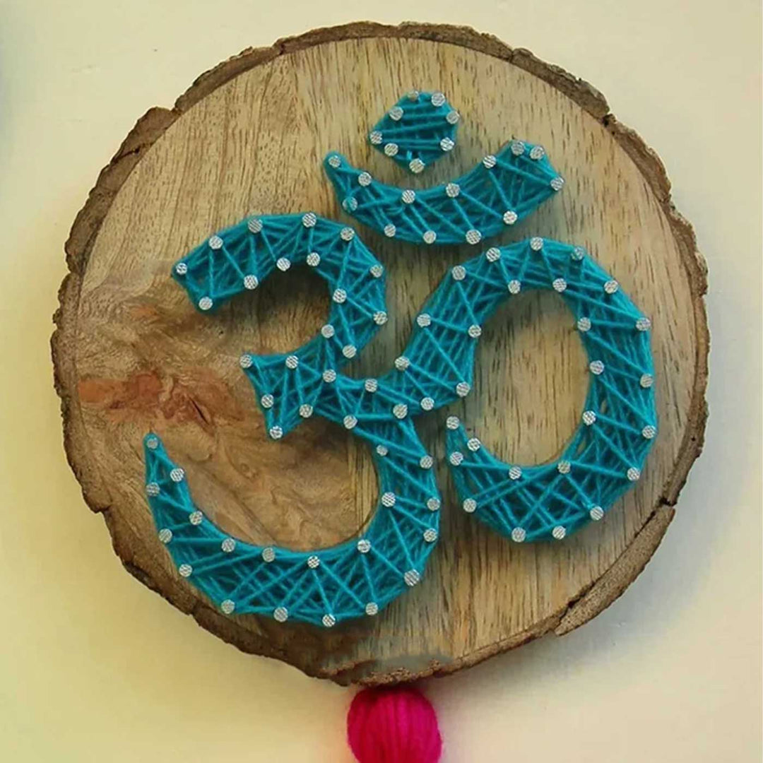 Handmade String Art Om & Swastik Design MDF Wood Decorative Plaque