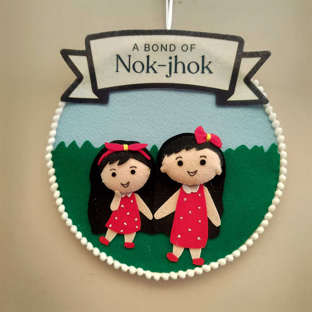 Handmade Love Nok Jhok Theme Felt Decorative Plaque For Sisters