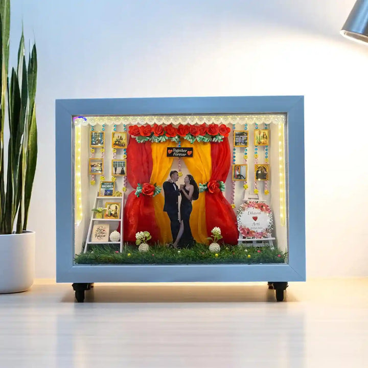 12 x 16 Inches | Photo Personalized Handmade Wedding Theme Mdf Wood Decorative Plaque With Lights